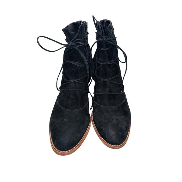 Sam Edelman Millard Lace-Up Boots Black Suede Ankle Bootie 10 Boho Cottage Core - Picture 8 of 14